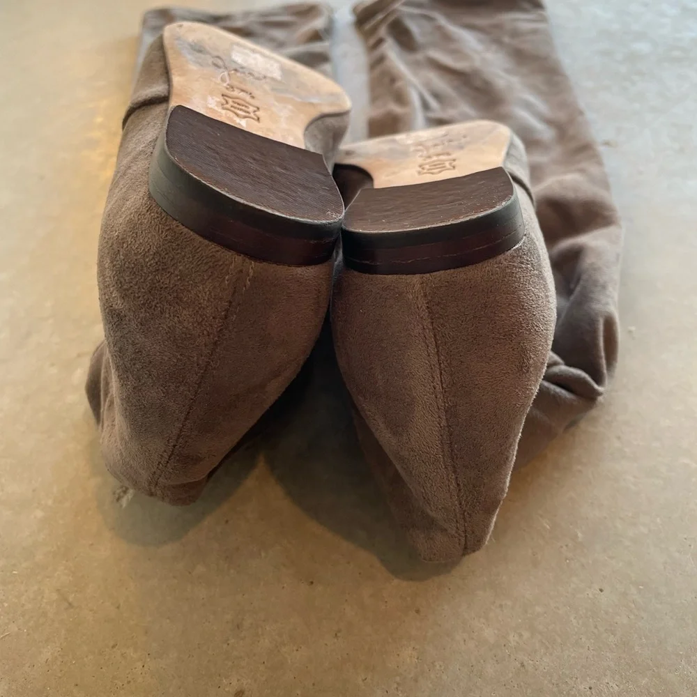 Joie Over The Knee Suede Boots Taupe Flat Tall Zip Women’s 7.5 EU 37.5
